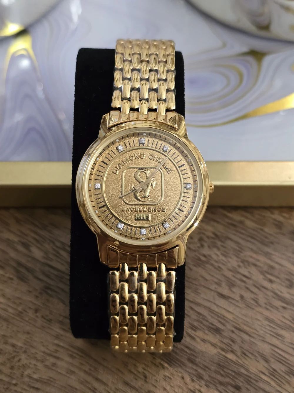 Gold-Tone Men's Dress Watch Dimond Circle
